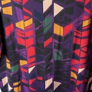 LuLaRoe Irma XXS Tunic Top High Low Geometric Color Block Multicolored